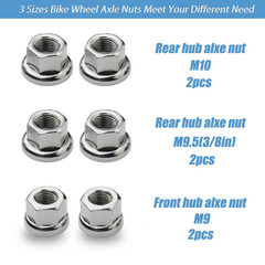 6Pcs Wheel Hub Nut Flanged Axle Nut 3 Sizes M8/3/8/M10 for Front and Rear Bike W