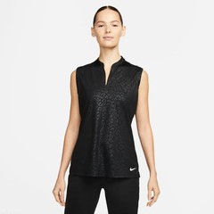 Nike Dri-FIT Victory Womens Golf Polo Animal Print Black Sleeveless Shirt NWT