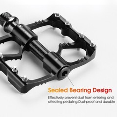 WEST BIKING 3 Sealed Bearings Carbon Fiber Axle Bike Bicycle Pedals 9/16&Prime; Silver