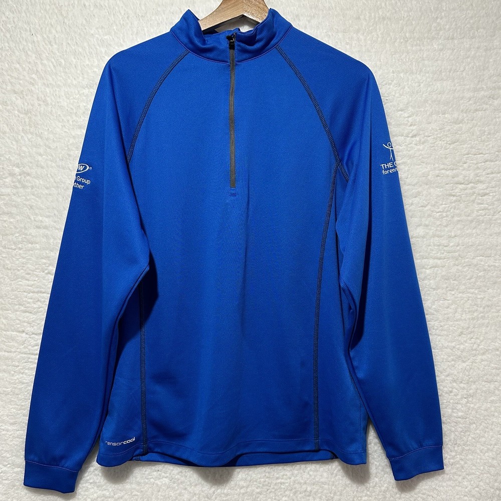 PING sensorcool 1/4 Zip Blue Company Logo Embroidered Pullover Sweater Size M/M