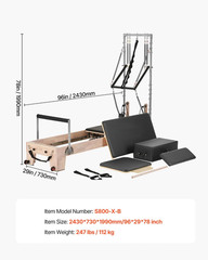 Versatile Pilates Reformer with Cadillac Tower, Jump Board & Mat for Home Use