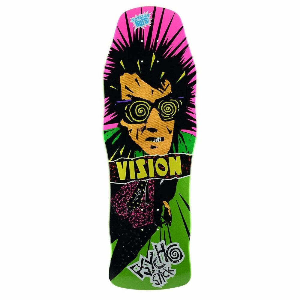 VISION ORIGINAL PSYCHO STICK SKATEBOARD DECK-REISSUE-10&Prime; x 30&Prime;- GREEN