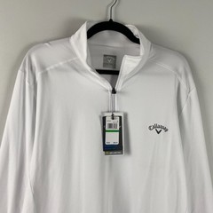 Callaway Lightweight Quarter Zip Golf Pullover Size Large White Stretch