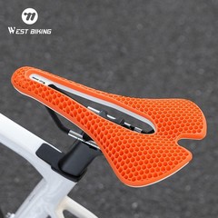 WEST BIKING Bicycle Saddle 3D Honeycomb Hollow MTB Road Bike Seat Cushion Orange