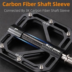 WEST BIKING Bicycle Pedals Titanium Carbon Fiber Axle 3 Bearing Bike Flat Pedals