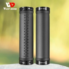 WEST BIKING Leather Bike Grips Lock-on Cycling Bicycle Handlebar Grips Black