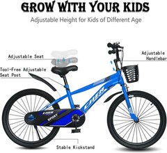 14 16 20 Inch Kids Mountain Bike with Kickstand,Basket, Carbon Steel Frame