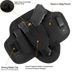 Tactical Pancake Concealed Carry IWB Gun Holster with 2 Mag Pouch – Choose Model