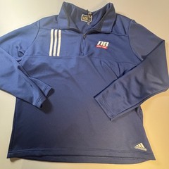 Adidas Golf Quarter Zip Pullover XL Blue 3 Stripe Club Car Performance Jacket