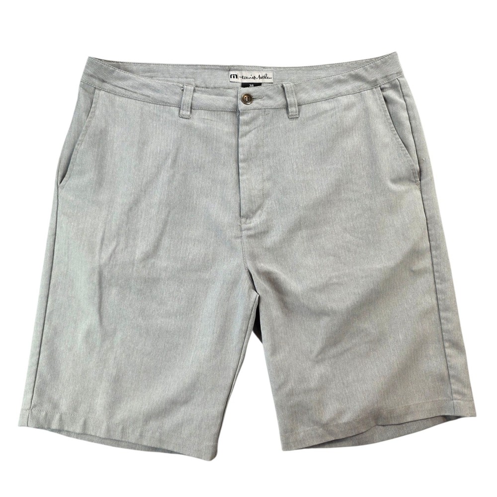 Travis Mathew Gray Heathered Herringbone Casual Shorts Size 38 Golf Walking