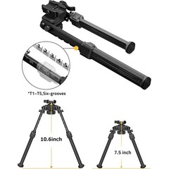 Adjustable Rifle Bipod 7.5 to 10.6 Inch Quick Release 360 Swivel Stability New