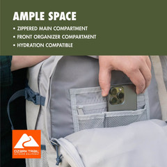 Ozark Trail Hiker Backpack 25 Liter, Gray, Polyester, Adult, Teen