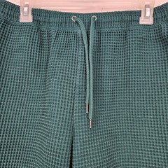 Negative Space Shorts Mens XL Waffle Weave Green Casual Preppy Drawstring