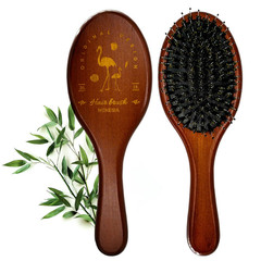 Boar & Nylon Bristle Hair Brush, Detangling, All Hair Types, 9.5×3.1×1.6in Brown
