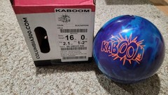 Columbia 300 Kaboom Bowling Ball 1st Quality | 16 Pounds | 1-2&Prime; Pin | 2.1oz TW