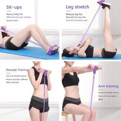6 Tube Pedal Resistance Band Sit Up Pull Rope Yoga Fitness Exercise Equipment UK