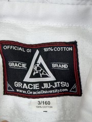 Gracie Jiu-Jitsu BJJ Gi Jacket Kimono Top M White Mens 100% Cotton Uniform