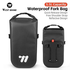 WEST BIKING Bicycle Front Fork Bag Waterproof Reflective Gravel Bike Bag 5.5L