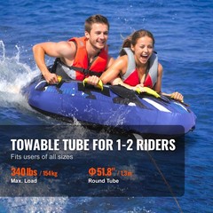 Inflatable Towable Tube for Boating 1-2 Rider 51.8 inch Round Water Sport
