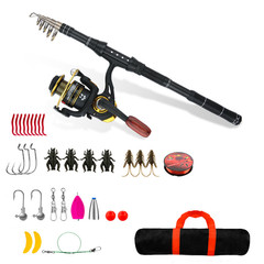 Telescopic Fishing Rod and Reel Combo Full Kit Carbon Fiber Rod Pole W/Line&Bag