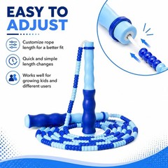 Ergonomic Blue Beaded Jump Rope for Kids – Safe & Adjustable 9Ft Design