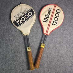 2 Wilson T2000 Vintage Tennis Racquets With Covers Steel Metal Retro Match Pair