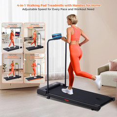 Walking Pad Treadmill Incline 3.0HP Under Desk Portable w/ Handles 350LB 7.6MPH