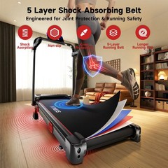 Foldable Walking Pad 16% Incline Treadmill, Max 6.3MPH Electric Running Machine
