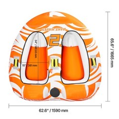 Towable Tubes for Boating 2-Person Inflatable Boating w/2 Cockpits & Backrests