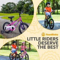 RoyalBaby Rocket Outdoor Children&rsquo;s Bike with Training Wheels, 12 Inch, Pink