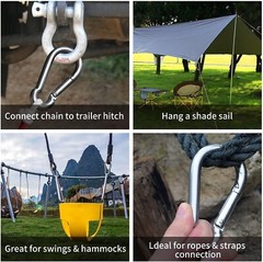 10/50/100 3&Prime; Heavy Duty Carabiner Clips M8 5/16&Prime; Galvanized Steel 500LBS