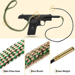 Reusable Bore Rope Gun Snake Barrel Cleaners .30.38 & 12 Ga Rifle Shotgun Pistol