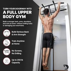 Pull Up Bar for Doorway – Upto 250 Lbs Capacity, No Screwing or Black