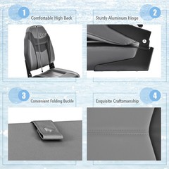 2 Pack High Back Folding Boat Seats with Sponge Cushion & Flexible Hinges