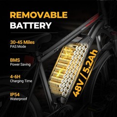 Ladped 26inch Electric Mountain Bike 22MPH Commuting Adults Electric Bicycle