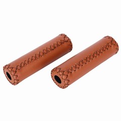 1 Pair Three Colors Retro Artificial Leather Bicycle Handlebar Grips Bike Ha BT0