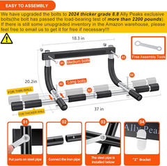Pull up Bar for Doorway | Thickened Steel Max Limit 440 Lbs Upper Body Fitness W