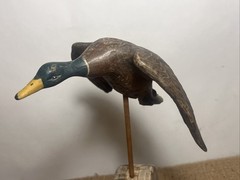 miniature flying mallard drake decoy sculpture vintage unknown