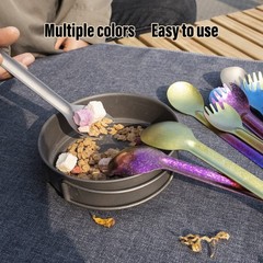 TiTo Titanium Long Handle Spork and Spoon 220*40*40mm/8.66*1.6*1.6in,