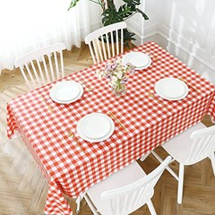 Rectangle Vinyl Tablecloth, 100% 52&Prime; x 70&Prime; (Rectangular) Red and White