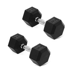 Rubber Coated Hex Dumbbells Hand Weights for Home Gym Fitness, 5-50 LB Pair