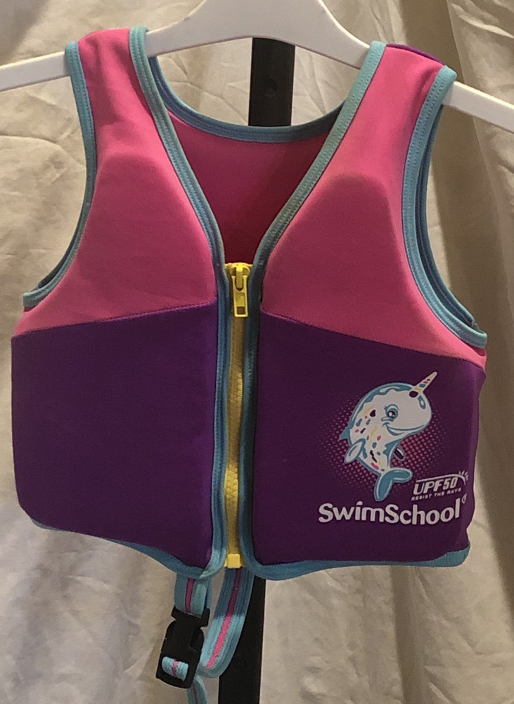 Swim School UPF 50+ Pink Life Vest with Dolphin 20-33 lbs Pounds