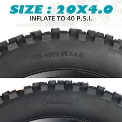 Fat Tire E-Bike Snow Bike Tire 20&Prime; x 4&Prime; – 2 Pack with Tubes and Levers
