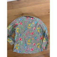 IBKUL Womens Floral Stripe Quarter Zip Sun Shirt Long Sleeve UPF 50 Navy Large