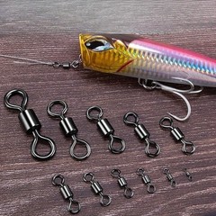 100Pcs Rolling Barrel Swivel 42-330lb Fishing Swivels Solid Ring #1-#8,1/0-6/0