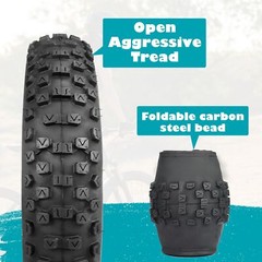 Fat Tire E-Bike Snow Bike Tire 20&Prime; x 4&Prime; – 2 Pack with Tubes and Levers