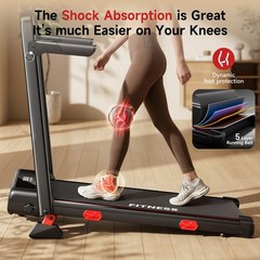 Foldable Walking Pad 16% Incline Treadmill, Max 6.3MPH Electric Running Machine