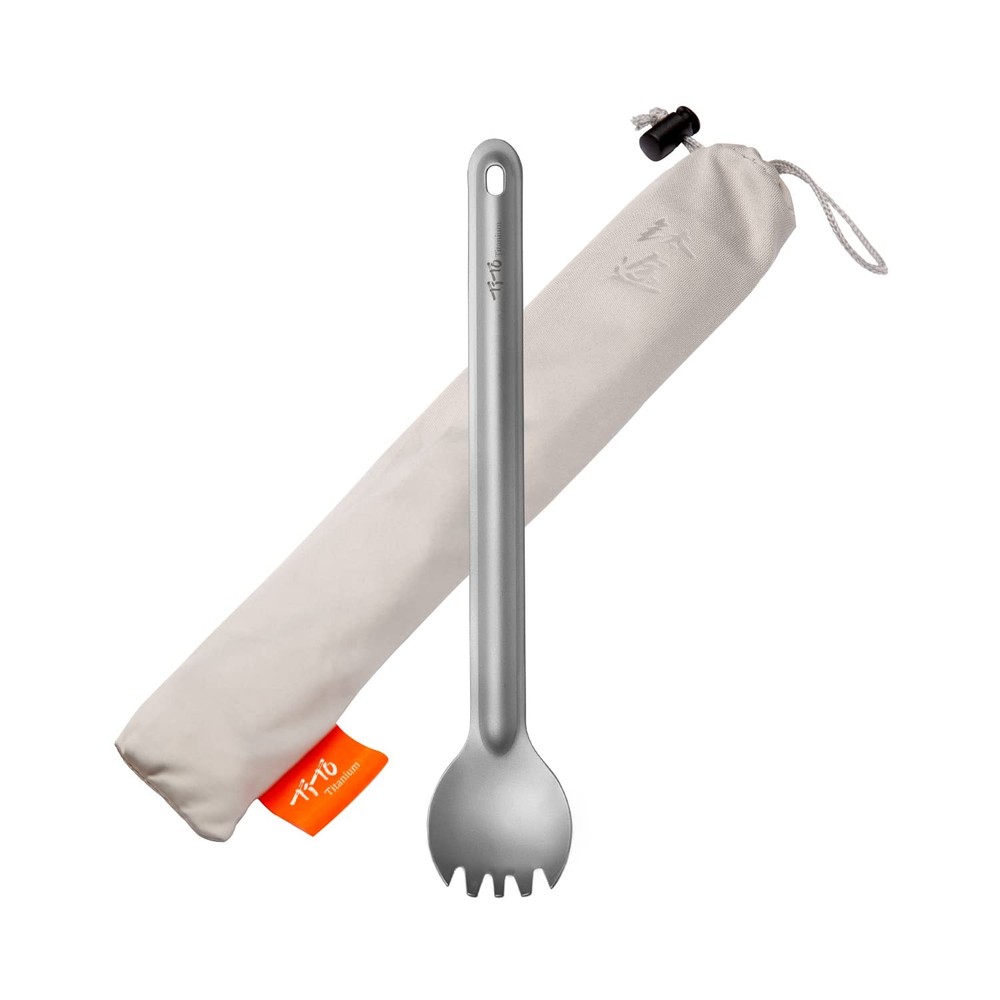 TiTo Titanium Long Handle Spork and Spoon 220*40*40mm/8.66*1.6*1.6in,