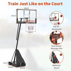 Basketball Hoop Outdoor W/ Portable 44&Prime;/52&Prime; Backboard Adjustable Basketball Goal