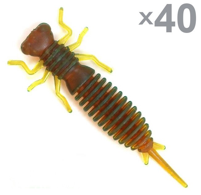 40pcs (4pk) 1.6in Larva silicone fishing bait lures soft 027 color